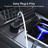 Portronics 30W Dual Output Car Charger Type-C PD & USB Fast Charging with LED Indicator Black