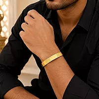 Om Engraved Gold Plated Kada Bracelet for Men & Women | Spiritual Designer Bangle