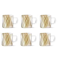 Borosil Vision Prism Tea n Coffee Classic Mug Set of 6 Pcs 210 ml | Borosillicate Glass, Microwave Safe, Scratch Resistance, Lightweight | for Chai, Green Tea, Milk