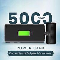 Portronics Power Pebble 5000mAh Powerbank – 20W PD Output | Foldable Pin | LED Indicator