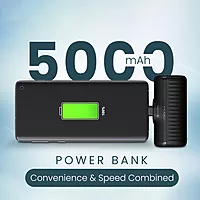 Portronics Power Pebble 5000mAh Powerbank – 20W PD Output | Foldable Pin | LED Indicator