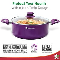 Wonderchef Royal Velvet 24cm Casserole with Glass Lid Virgin Aluminium 3 mm thick 4.5 litres