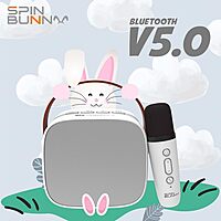 Just Corseca Spin Bunny Karaoke Speaker – Wireless Mic | 2×5W Sound | Bluetooth | White