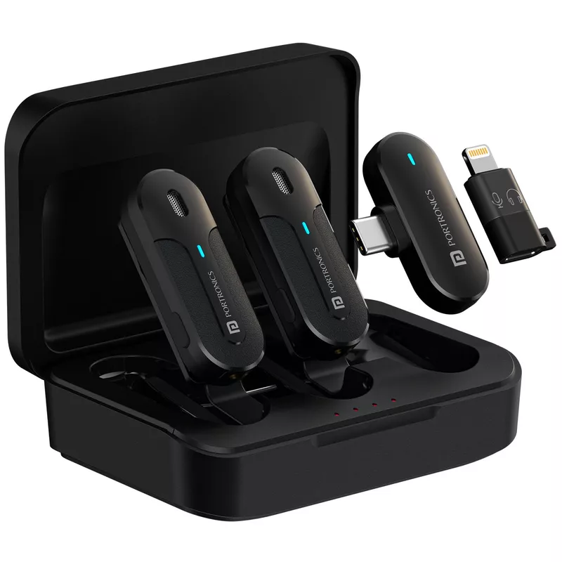 Portronics Vlogmate 2 Dual Mic, ideal for content creators! Enjoy high-quality audio for vlogs, podcasts, and interviews!