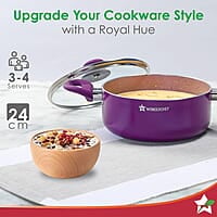 Wonderchef Royal Velvet 24cm Casserole with Glass Lid Virgin Aluminium 3 mm thick 4.5 litres