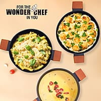 Wonderchef Caesar Forged Virgin Aluminium Casserole with Glass Lid, 24cm, Black, Greblon C3 Non-stick Coating