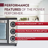 Borosil Pro 19 Liters Oven Toaster & Griller, Motorised Rotisserie, Stay-on Function, 5 Heating Modes, Black