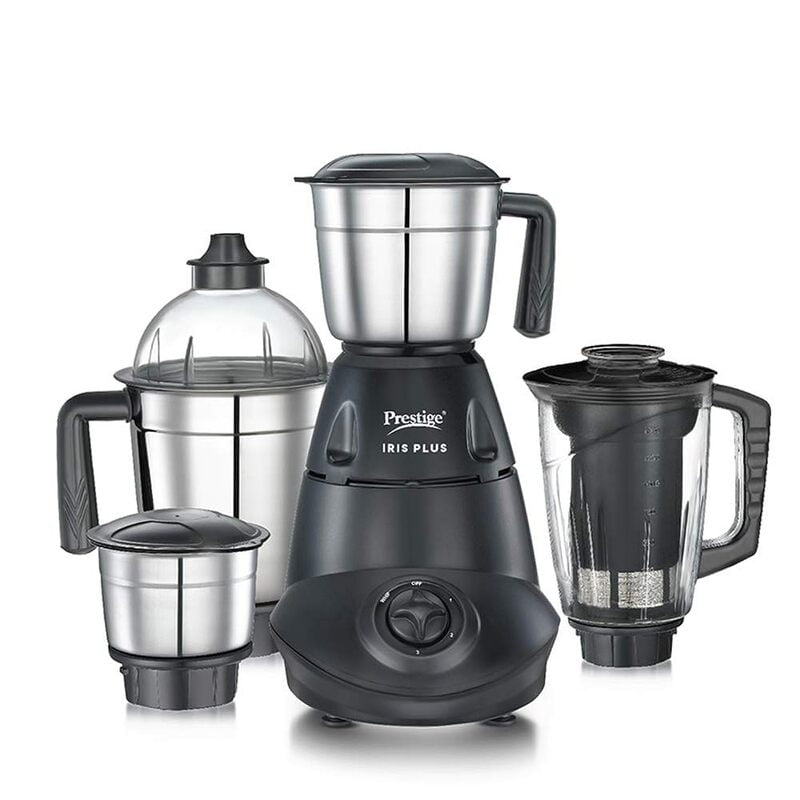 Prestige IRIS Plus 750 W Mixer grinder with 4 Jars 4 Super efficient stainless blades | Black