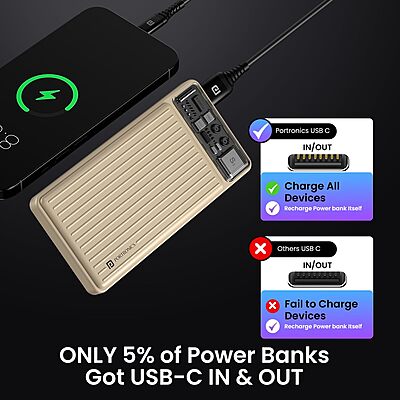 POR 2814 Luxcell Stride 10 Power Bank – 10000mAh | 22.5W PD Input & Output | Mach USB | Mocha