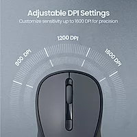 Portronics Toad 34: Sleek grey wireless mouse with USB connectivity, adjustable DPI, ergonomic design for comfort, ideal for all devices!