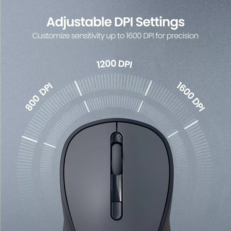 Portronics Toad 34: Sleek grey wireless mouse with USB connectivity, adjustable DPI, ergonomic design for comfort, ideal for all devices!