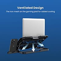 Portronics My Buddy Air 3 Laptop Cooling Pad with 5 Cooling Fans, Multi-Level Height Adjustable, Mobile Holder