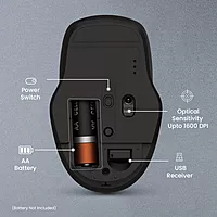 Portronics Toad 35: Sleek Black Wireless Mouse featuring USB connectivity and adjustable DPI settings for precision control. Perfect for home or office use, ensuring smooth navigation and comfort.