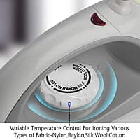 AGARO Eva Electric Dry Iron, 1000W, Non- Stick Coated Heavy Sole Plate