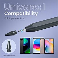 Portronics Glide A Rechargeable Stylus Pen for Android | Type-C | Magnetic | Black