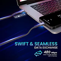 Portronics Konnect 240C – 240W Type-C Cable, 1.2M Black, high-speed charging, durable design, compatible with various devices, perfect for fast data transfer and reliable performance.