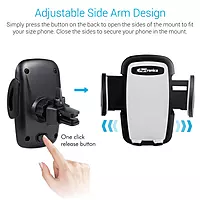 Portronics Clamp X – Car Vent Mobile Holder, 360° Rotation, Adjustable Grip, Durable Design, Easy Installation, Compatible with Most Smartphones, Ideal for Hands-Free Navigation, Black.
