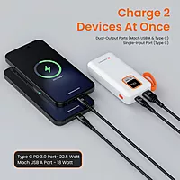 Portronics Ampbox 10K Power Bank 10000mAh – 22.5W Fast Charging | Type-C PD | White