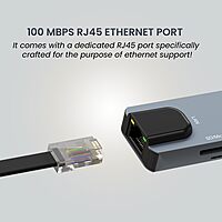 Portronics Mport 8 USB-C Hub – 8-in-1, featuring 4K HDMI output, Power Delivery (PD), multiple USB ports, SD card reader, and Ethernet, perfect for expanding connectivity on the go.