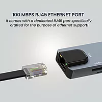 Portronics Mport 8 USB-C Hub/Docking Station (8-in-1) – 4K HDMI, Ethernet, USB Ports, (Grey)