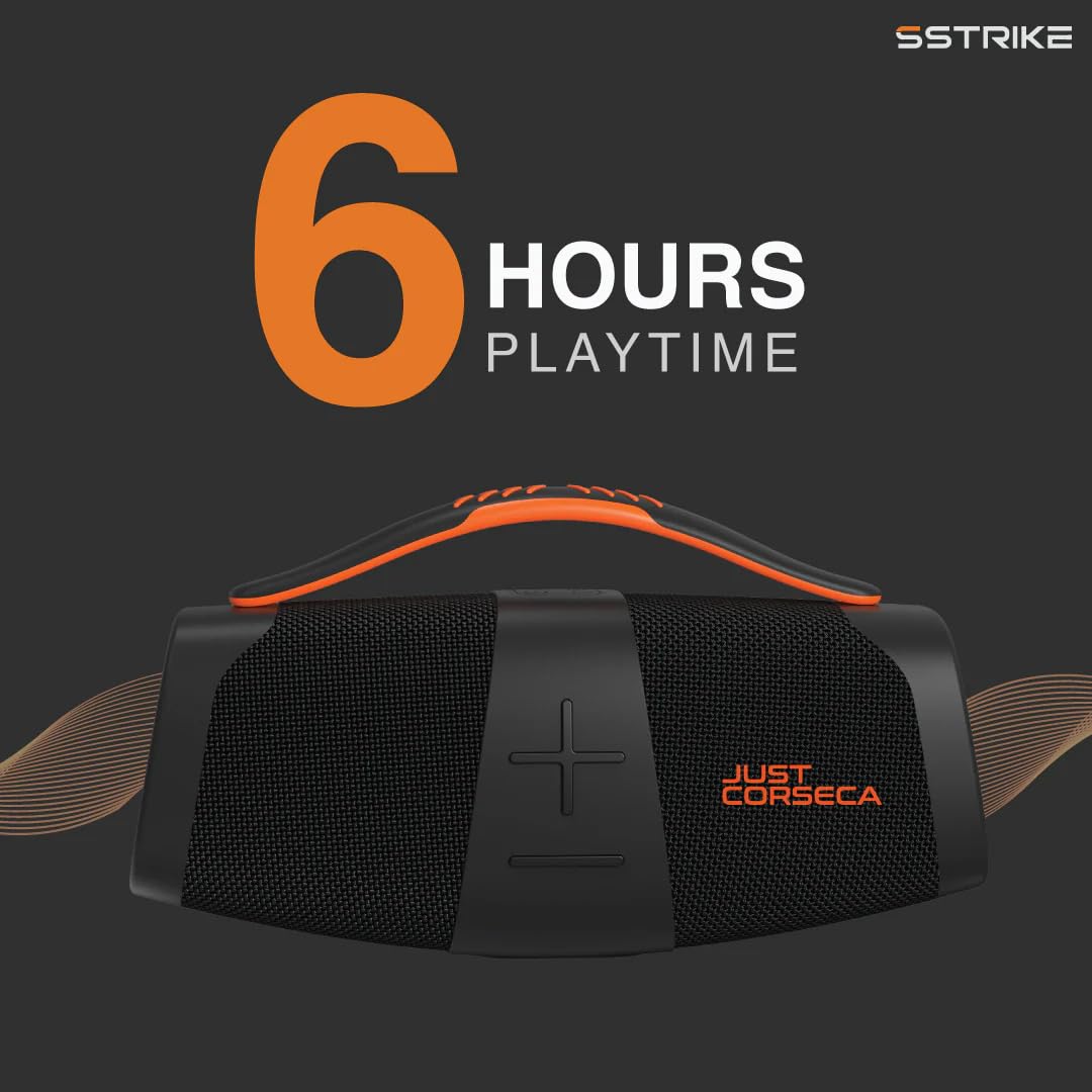 Just Corseca Sstrike 40W Bluetooth Speaker – BT 5.3 | LED Light Sync | TWS | Black