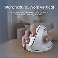 Portronics Toad Ergo 4 Wireless Mouse – Dual Mode BT & 2.4GHz | White | 1 Year Warranty