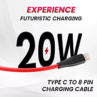 POR 2112 Silklink C-Lightning – 20W USB-C to Lightning Soft Silicon Cable 1M Red 06 Months