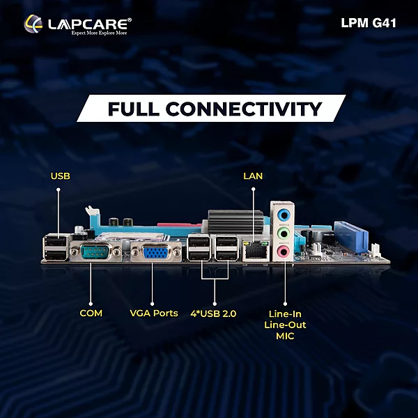 Lapcare LPM G41-D3 motherboard supports Intel LGA 775 CPUs and DDR3 RAM. A reliable choice for upgrading older desktops with stable performance.