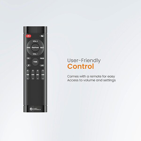 Just Corseca Sonic Symphony 550W Bluetooth Speaker – Karaoke | RGB Lights | 12H Playtime | Black