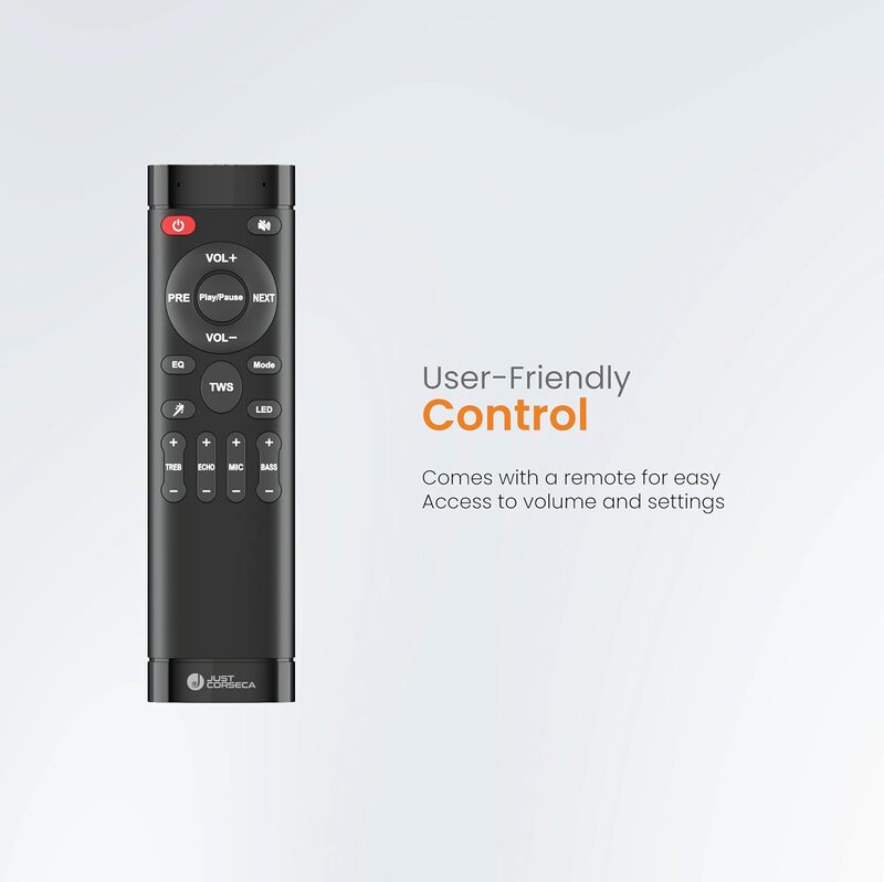 Just Corseca Sonic Symphony 550W Bluetooth Speaker – Karaoke | RGB Lights | 12H Playtime | Black