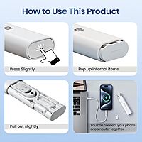 Portronics Snapcase 3 – 60W Charging Cable Kit, White. This versatile kit includes high-speed charging cables for various devices, ensuring efficient power delivery and durability for everyday use.