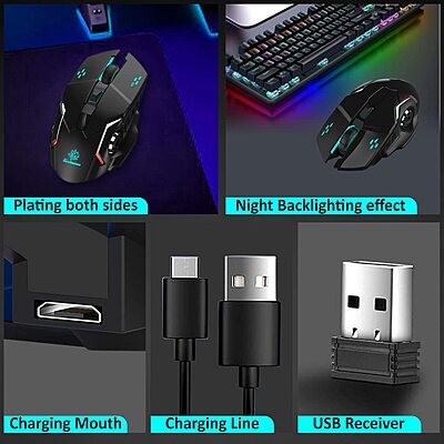 Open Box RPM Euro Games Rechargeable - 500 mAh Battery | Upto 3200 DPI | 6 Buttons | Backlit RGB Wireless Optical Gaming Mouse