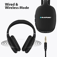 Blaupunkt BH31 Bluetooth Wireless Over Ear Headphones I 40MM Drivers I HD Sound I Soft PU Headband I Media & Volume Control with Built in Mic I TurboVolt Fast Charging I AUX Port