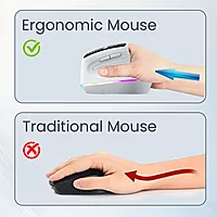 Portronics Toad Ergo 3 Black Mouse – Wireless, RGB, 2400 DPI, ergonomic design for comfort, customizable buttons, high precision tracking, perfect for gaming and productivity, sleek, appearance.
