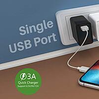 Portronics Adapto One 18W USB Charger! Includes a Type-C cable for fast, efficient charging. Compact design, perfect for home or travel. Stay powered up!