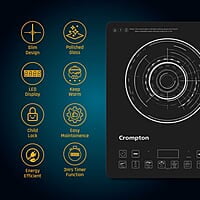 Crompton Instaserve 2100 W Induction Cooktop with 12 Feather Touch Buttons