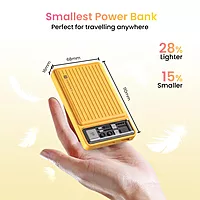 POR 1995 Luxcell Mini 10K Power Bank – 10000mAh | 22.5W PD Input & Output | Mach USB | Yellow