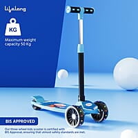 Lifelong Scooter for Kids 3+ Years - Foldable Kids Scooter with LED Wheels & Adjustable Height - Kick Scooter Capacity 50kg