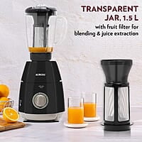 Borosil 750W Infinity Mixer Grinder with 4 Stainless Steel Jars (1.5L Jar with Fruit Filter, 1.5L Blending Jar, 1L Dry/Wet Grinder Jar, 400ml Chutnery Jar), Kitchen Mixie, 5 Years Warranty on Motor