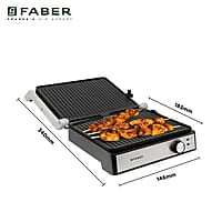 Faber 2200W 3-in-1 Panini Maker 180° BBQ Grill, Contact Griller & Panini/Sandwich Press