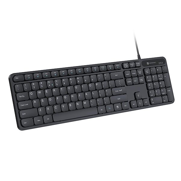 Portronics Ki-Pad 3 Black USB Keyboard – Full size, stylish design, ergonomic typing, ideal for home/office, plug and play, sturdy keys, boosts efficiency, works with multiple devices.