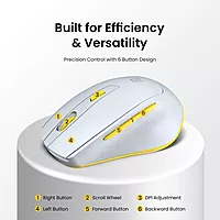Portronics Toad 32 Wireless Mouse – 6 Buttons | 2.4GHz Connectivity | 10m Working Range | Adjustable Optical DPI | Ergonomic Design | Auto Power Saving | Laptop & PC Compatible | Grey