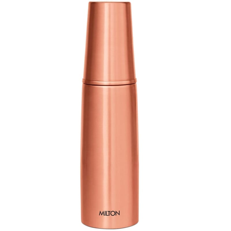 MILTON Copper Combo 1000 Water Bottle with in built glass cap, 890 ml, 1 Piece, Copper