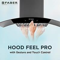 Faber 90 cm 1320 m³/hr Curved Glass Kitchen Chimney 3 Layer Baffle Filter Gravity Suction