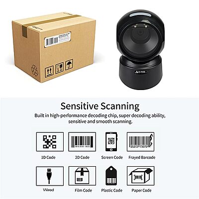 Atpos AT-9300D 2D 1D Desktop Barcode Scanner | USB Wired