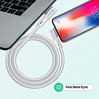 Portronics Konnect L 60W Type-C Cable – White 1.2M is a high-speed charging and data transfer cable, designed for durability and efficiency, perfect for all your Type-C devices.