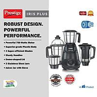 Prestige IRIS Plus 750 W Mixer grinder with 4 Jars 4 Super efficient stainless blades | Black