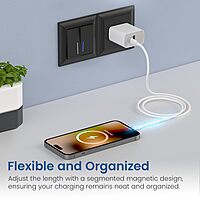 Portronics Maglink C – 60W Type-C Coiled Cable, White. Durable, flexible design for fast charging and data transfer. Ideal for travel, compatible with various devices. Tangle-free and efficient.