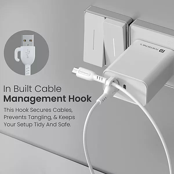 Portronics Konnect Core 3 USB-A to Micro USB Cable 3A Fast Charging Data Sync White