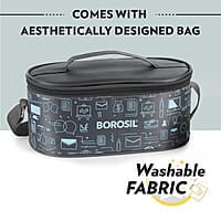 Borosil Carry Fresh Stainless Steel Lunchbox Set of 3 (280ml x 2 Insulated Containers + 475ml